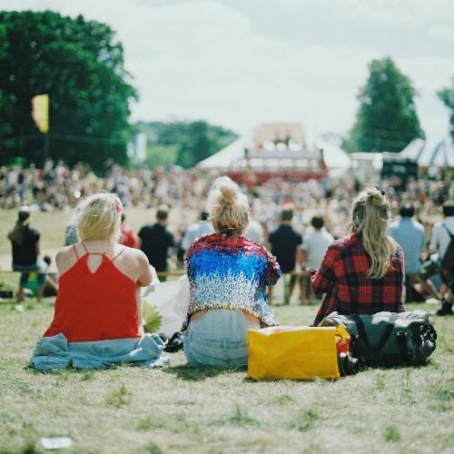 People sat at festival