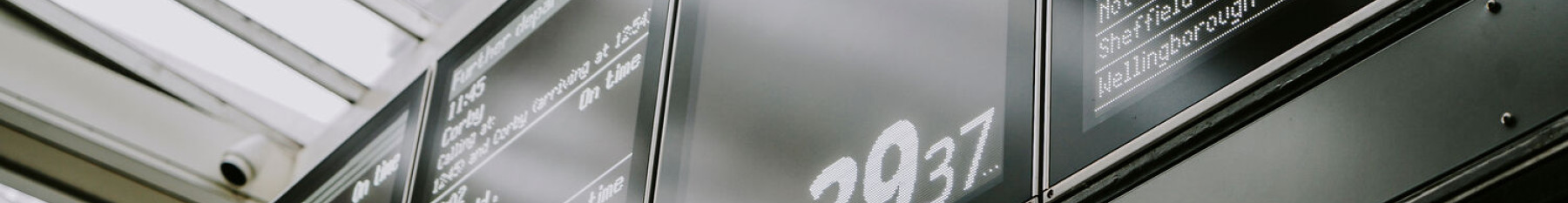 Close up of information boards at St Pancras Station