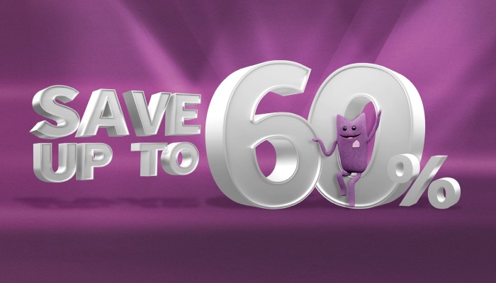 Save up to 60%
