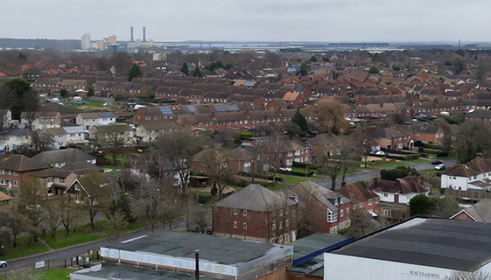 Corby cityscape aerial view