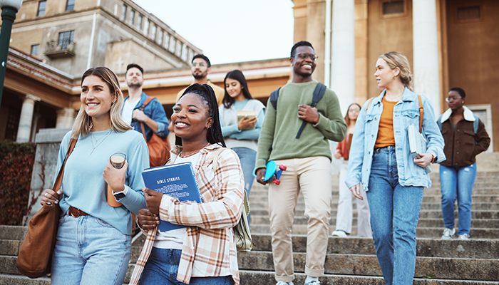 University students walking on campus