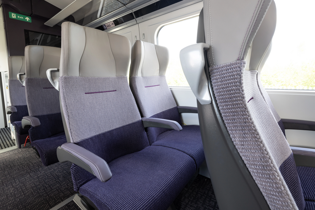 Photo of the new seats on the Aurora train