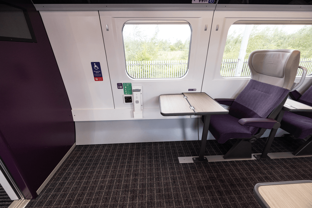 Photo of the new accessible seats on the Aurora train