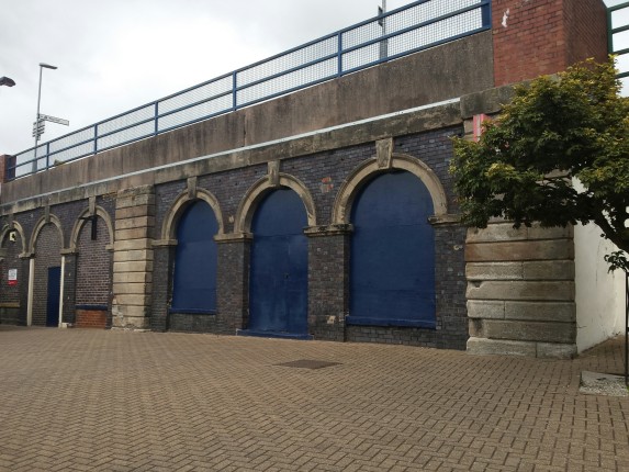 An image of the 3 railway arches which will be decorated with Adrian's mural.