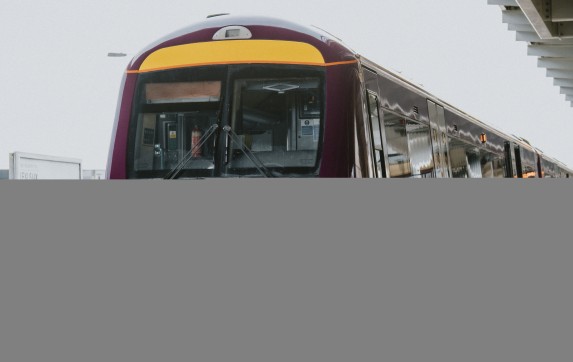 Image showing EMR Class 170 train "The Key Worker" in platform at Derby station. 