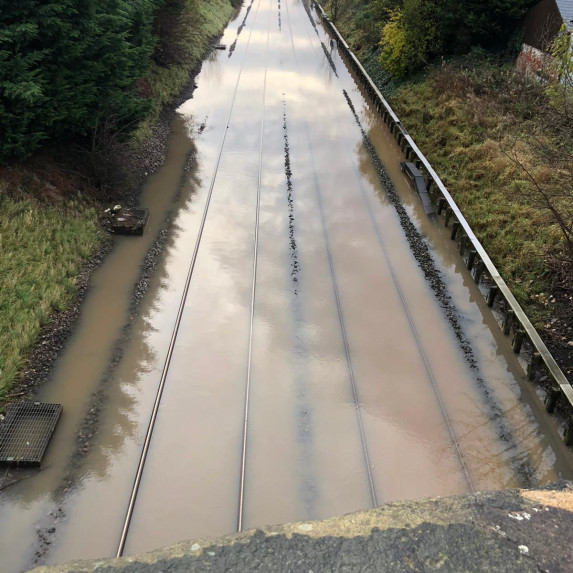 An image of the water covering tracks in the Draycott area
