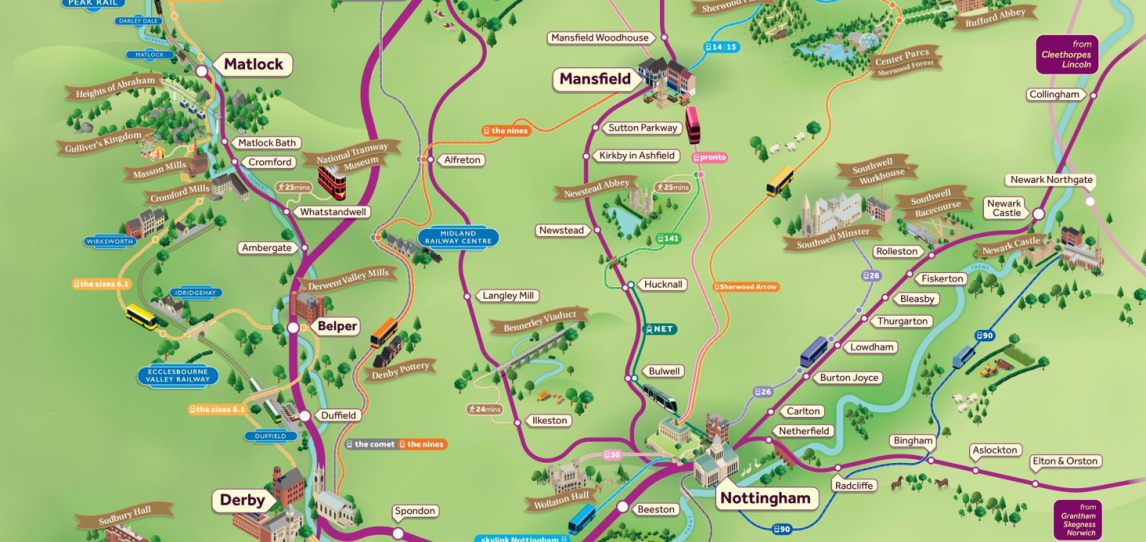 Car free travel across the East Midlands