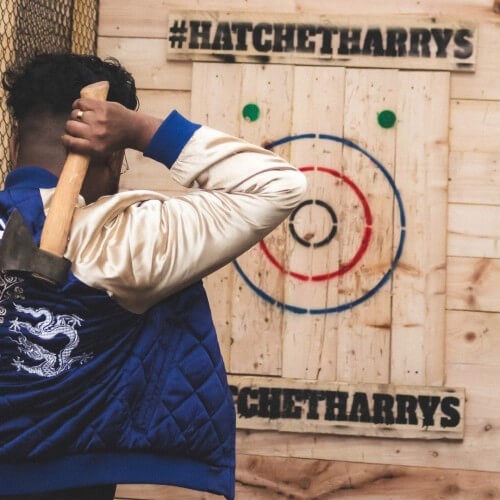 A photo of Hatchet Harry's in Nottingham, a popular axe throwing venue.