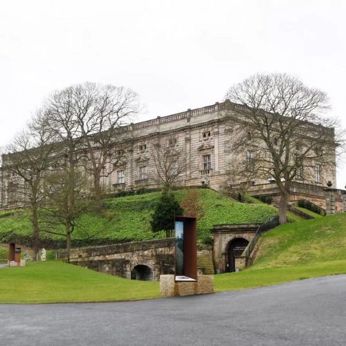 A captivating view of Nottingham Castle, a historic landmark in Nottingham, England.