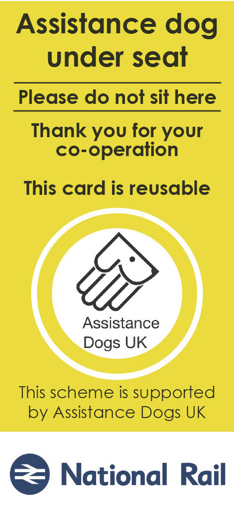 assistance dog under seat card